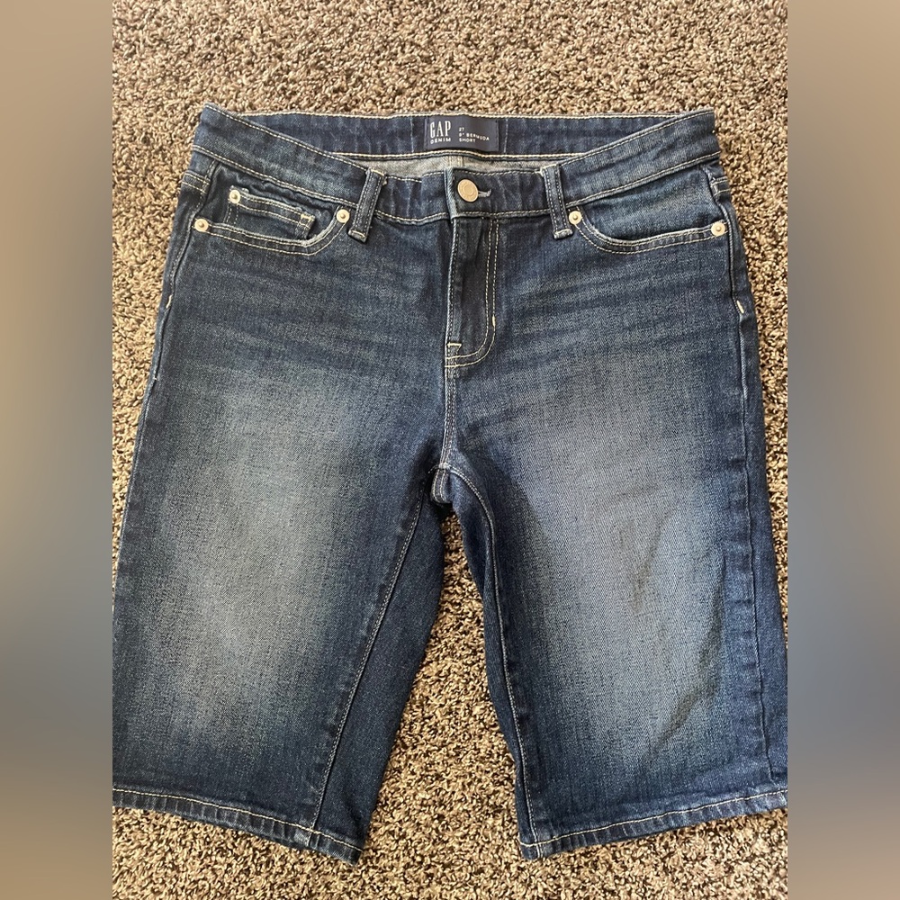 GAP Women's Dark Blue Denim Bermudas